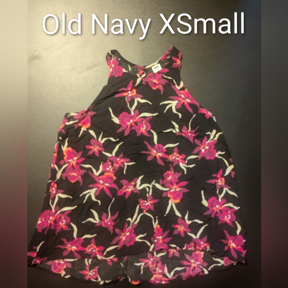 Old Navy Floral Tank Top - Black and Pink